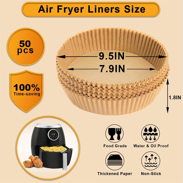Multi‑Use Air Fryer & Baking Paper Liners – 50 pcs