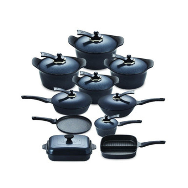 Arshia Granite Cast Aluminium Cookware Set 18pcs Grey