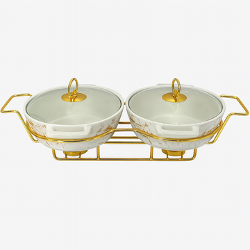 11" Porcelain Twin Oval Burning Dishes