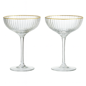 Gold-Rim Coupe Glass Set – 2 Pcs (Vintage Style)