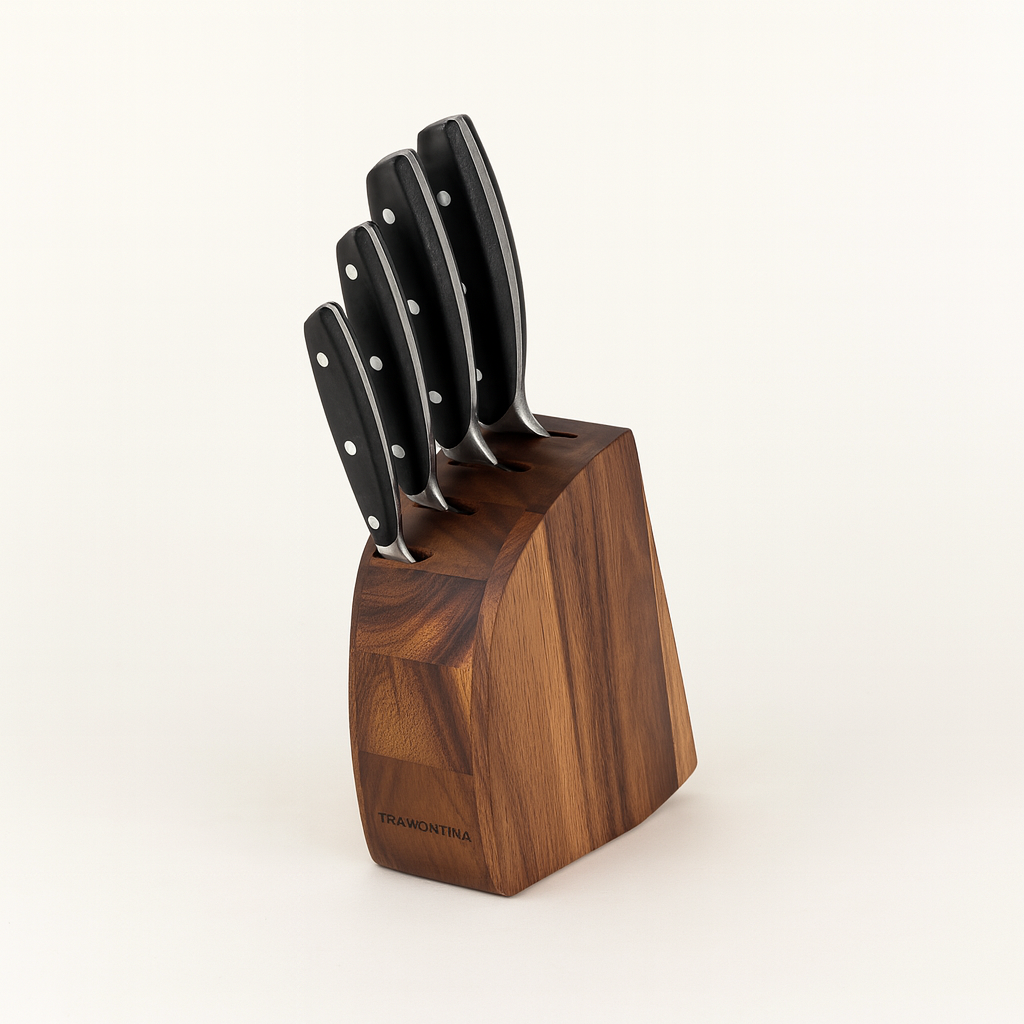 Knife Set – 6 Pcs with Oval Wooden Block