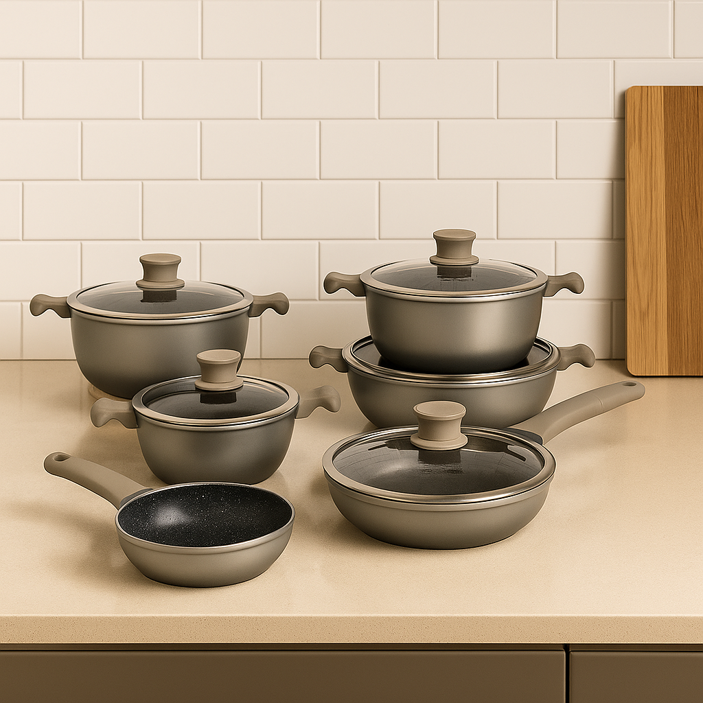 Alpenberg 12-Piece Cookware Set – Black/Grey