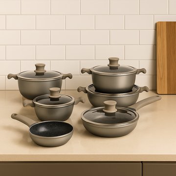 Alpenberg 12-Piece Cookware Set – Black/Grey