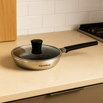Alpenberg Stainless Steel Fry Pan with Glass Lid – 22cm