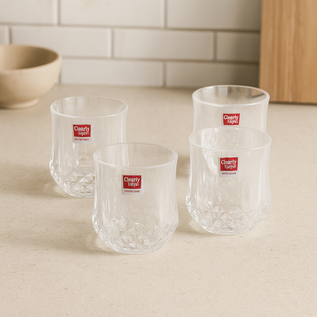 Glass Cup Set – 4 Pcs (300ml)