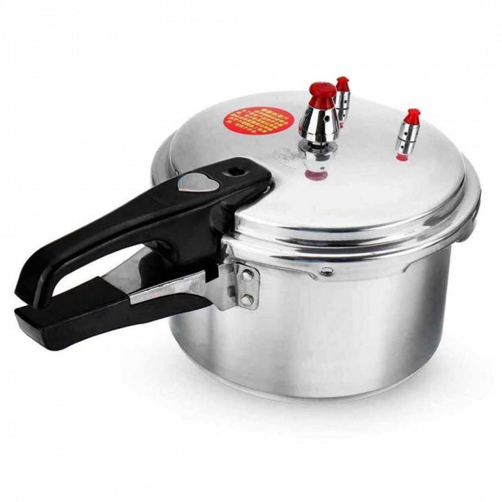 Close-up of 7L Imported Pressure Cooker with sleek design on a white background.