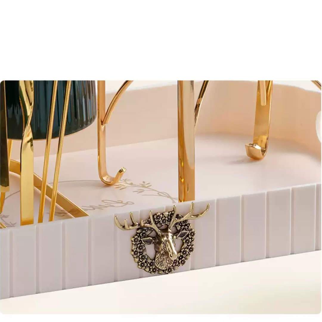 Close-up of the intricate design on the tray of the Nordic Ceramic Water Set, highlighting the beautiful pattern and fine details.