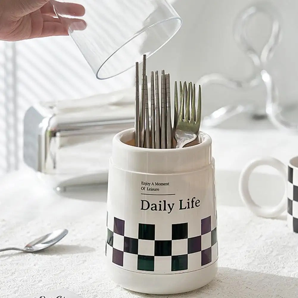 Daily Life Printed Cutlery Holder