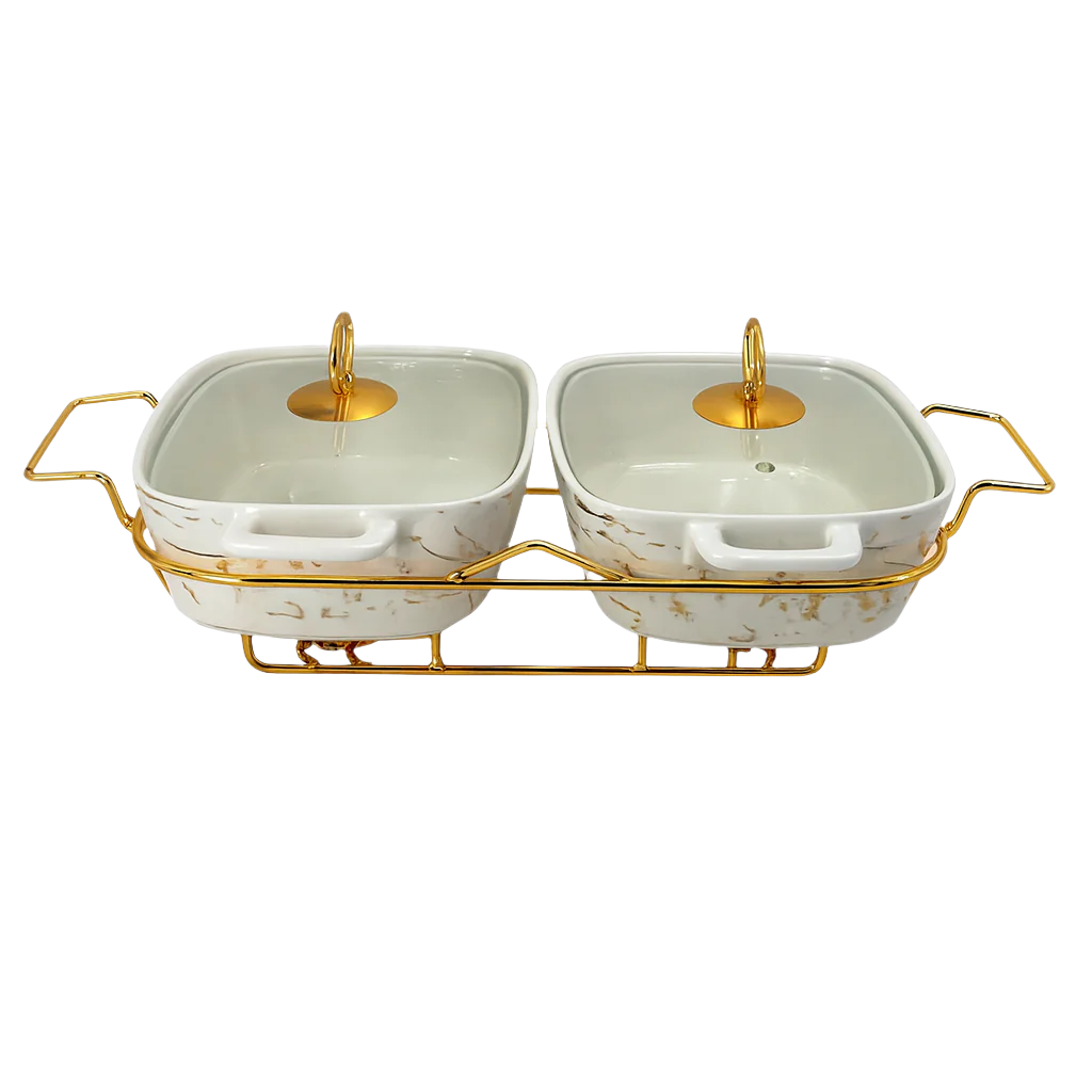 11.5" Porcelain Twin Rectangle Burning Dishes