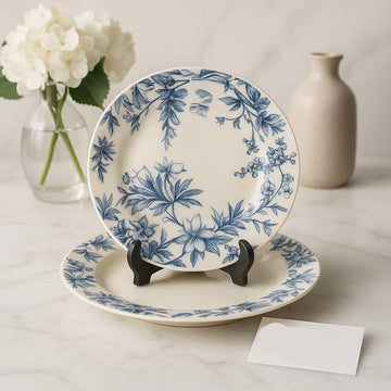 Terrace Blue Floral 18-Piece Dinner Plate Set – Premium Porcelain Tableware