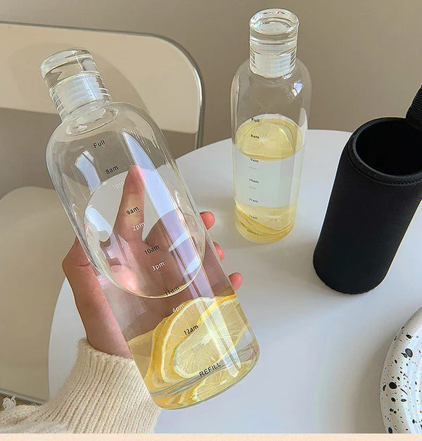 Transparent Glass Water Bottle