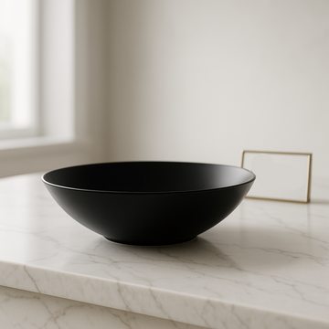 Matte Black Luxury Soup Plate Set – 6 Pcs Premium Ceramic Tableware