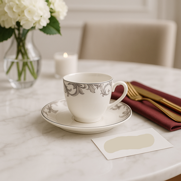 Luxury Porcelain Cup & Saucer Set – 6 Pcs | Elegant Floral Design