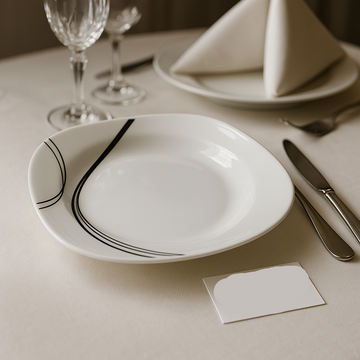 Luxury Fine Dining Dinner Plate Set – Elegant Black Line Design (6 Pcs)