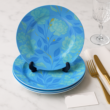 Luxury Blue Floral 18-Piece Dinner Plate Set – Elegant Ceramic Tableware