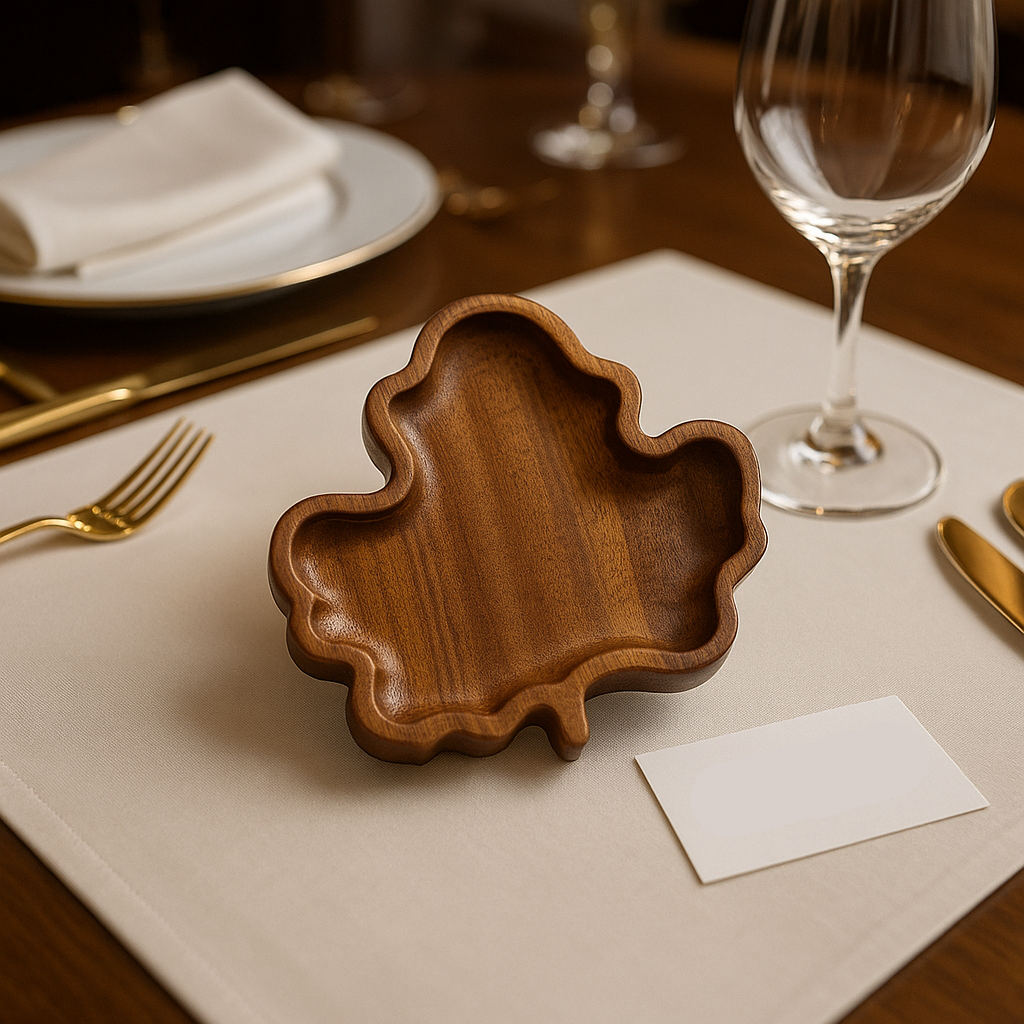 Luxury Wooden Leaf-Shaped Serving Tray – Premium Acacia Wood Tableware
