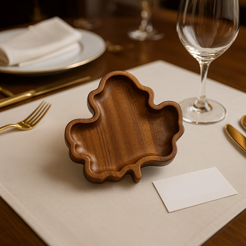 Luxury Wooden Leaf-Shaped Serving Tray – Premium Acacia Wood Tableware