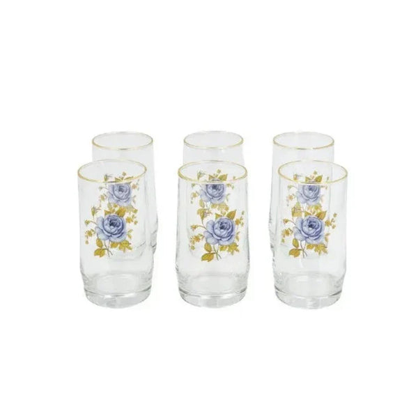 Water Glass Set Blue Rose (6pcs Set)