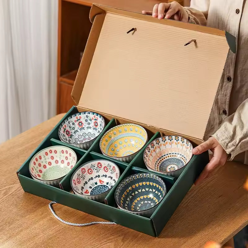 Exquisite Porcelain Bowl Set (6 pcs) – Microwave Safe