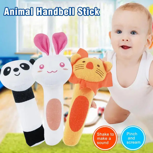 Plush Animal Hand Cranked Stick Stuff Toy (Pack of 5)