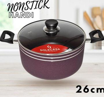 Solecasa Nonstick Handi 26cm with closed lid on a kitchen countertop