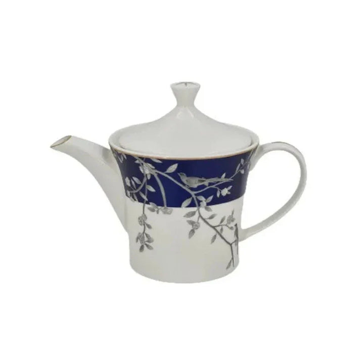 Tea Pot Blue Bird with blue bird design, featuring a stainless steel body and copper-plated base for even heat distribution, displayed against a white background.