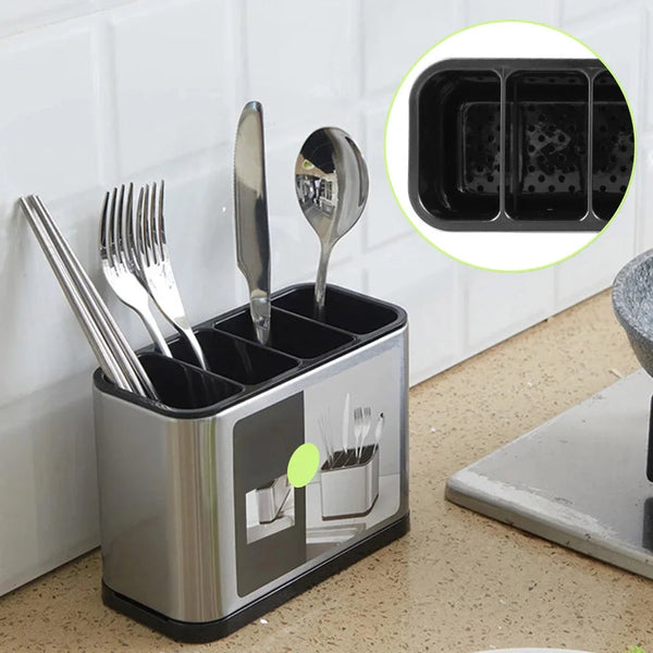 High Quality Silver Surface Cutlery Utensil Drainer Stainless Steel Kitchen Drying Basket Holder