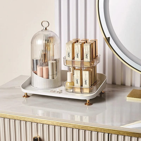 Rotating Cosmetic Brush & Lipstick Organizer