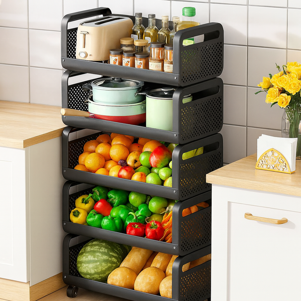 Stacking Cart Idea 5-Tier Stackable Rolling Storage Cart