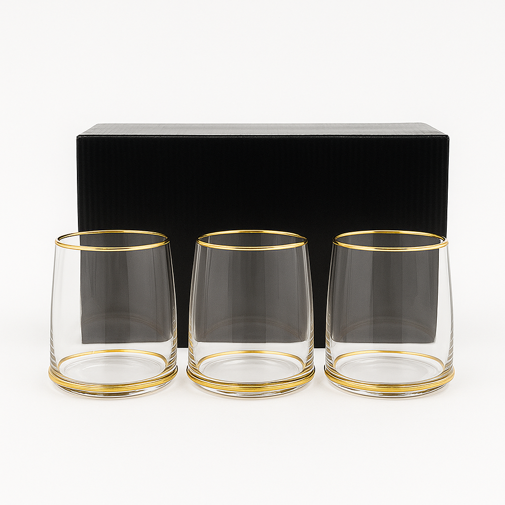 The "Sculpted Gold" Vertical Rib Glass Set (6 pieces)