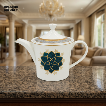 Angela Porcelain Teapot with Gold Trim & Emerald Floral Design
