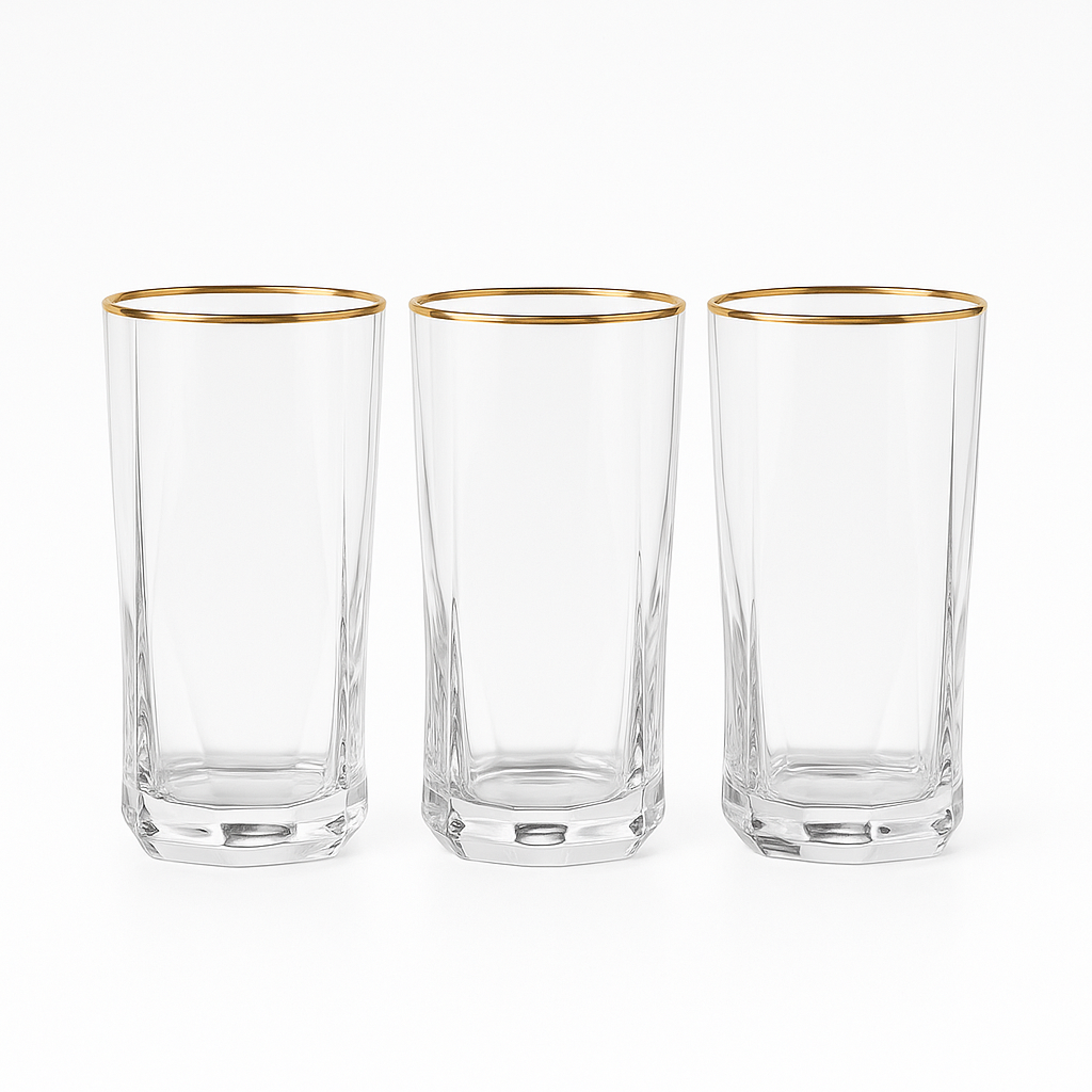 The "Geometric Highball" Gold-Rimmed Set (6 pieces)