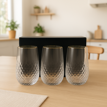 The "Jewel Cut" Gold-Rimmed Beverage Set (6 pieces)