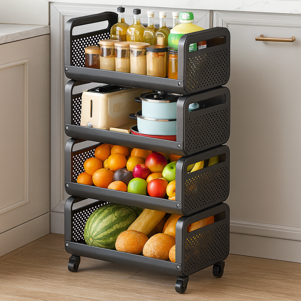 4-Tier Modular Rolling Kitchen Storage Cart