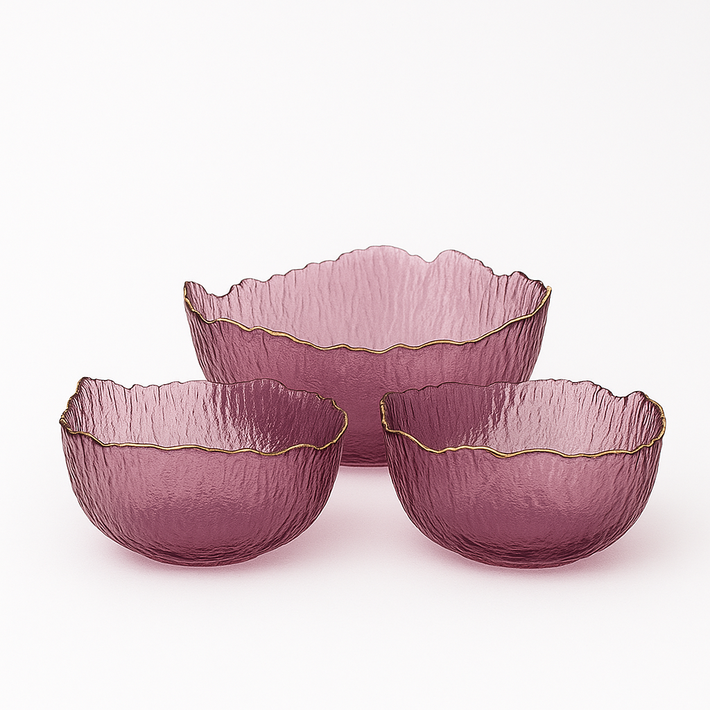 Amethyst Ripple Glass Serving Bowl Set (7-Piece)
