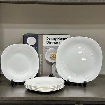 Danny Home White Opal Dinner Set Square - 18Pcs