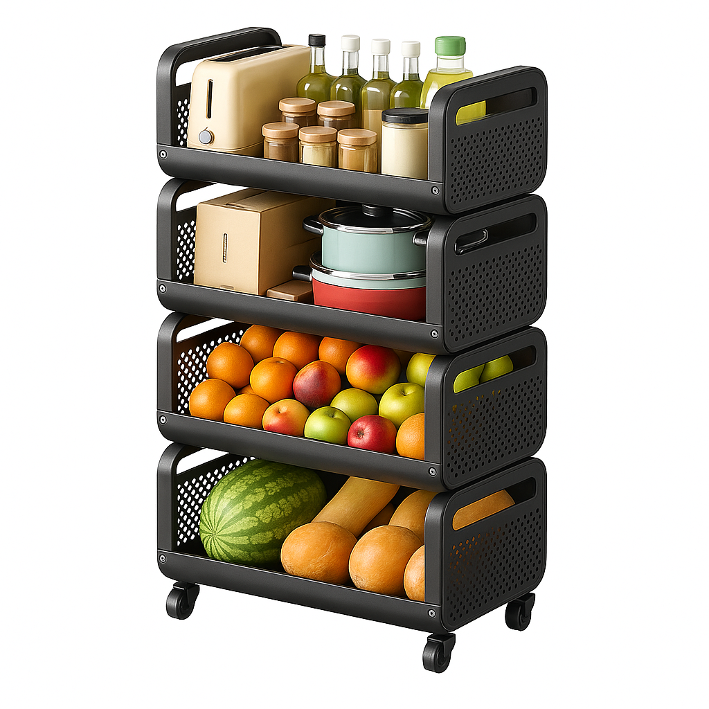 4-Tier Modular Rolling Kitchen Storage Cart