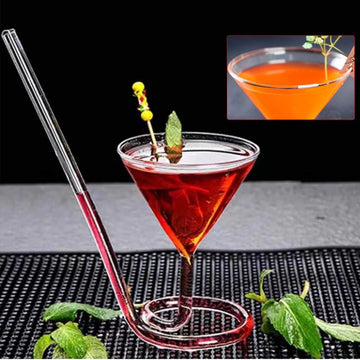 Creative Glass Spiral Cocktail Cup Straw Wine Glass