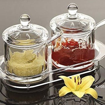 Acrylic Clear Glass Jam Jar Set