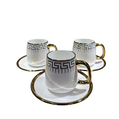 Ceramic Cups With Saucers - Fendi Style