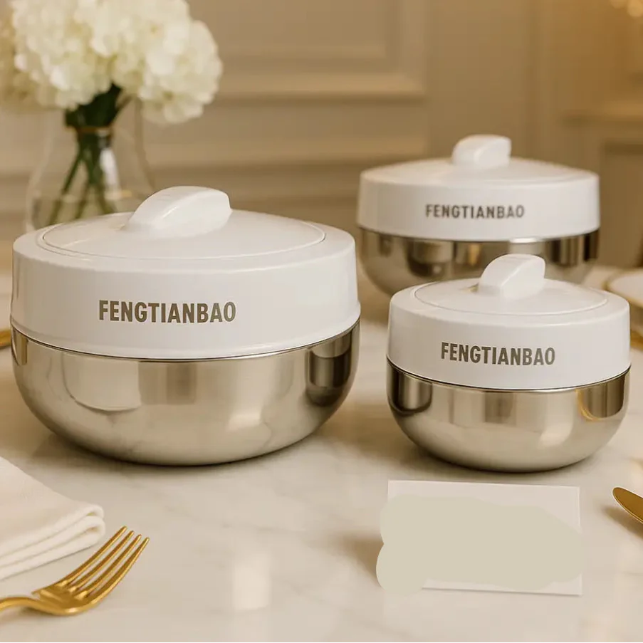 Fengtianbao Premium Insulated Hotpot – Stainless Steel Food Container with White Glossy Lid (3 Sizes Available)
