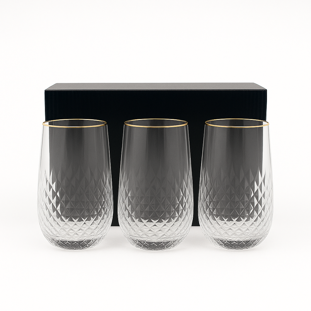 The "Jewel Cut" Gold-Rimmed Beverage Set (6 pieces)