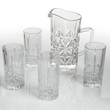 Diamond Style Glass Set with Jug - 7pcs