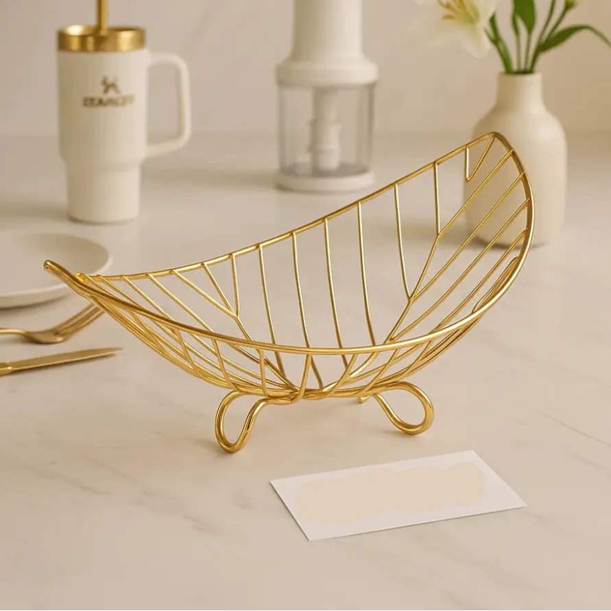 Golden Luxe Wire Fruit Basket – Premium Decorative Bowl for Kitchen & Dining