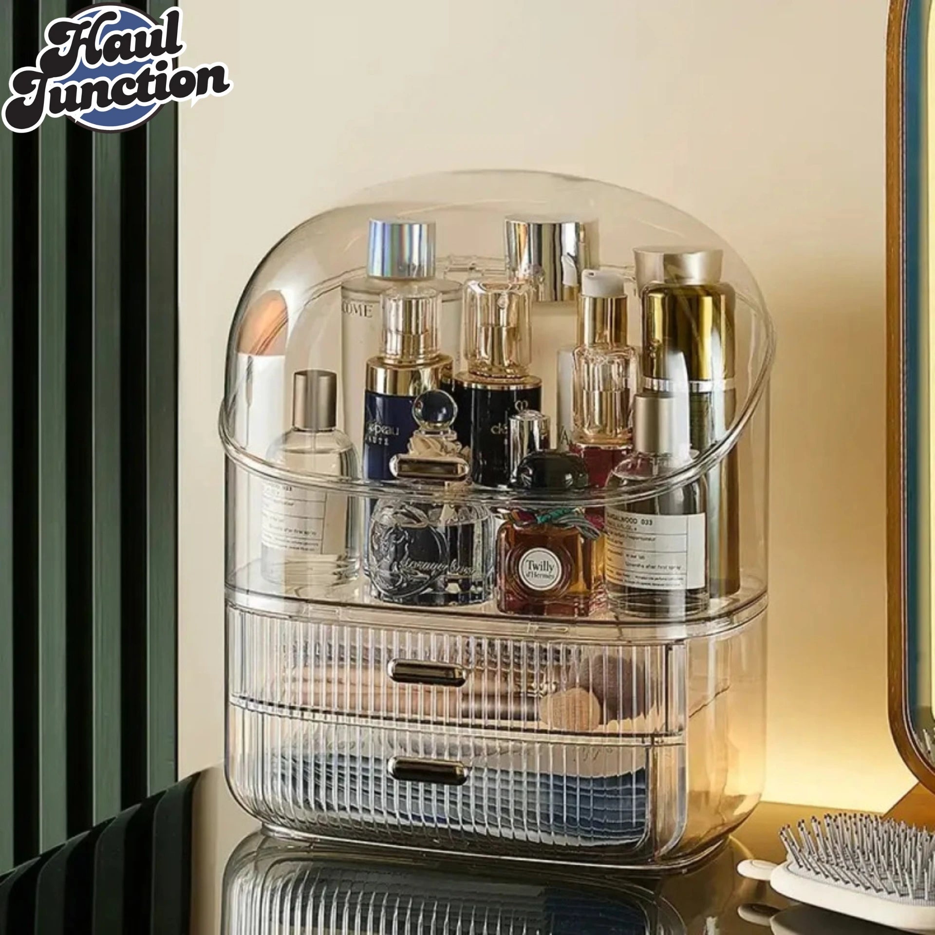 LUXURY HOUSEHOLD COSMETIC STORAGE BOX – DUSTPROOF LIPSTICK ORGANIZER SKINCARE PRODUCT RACK WITH LID MAKEUP & PERFUME STORAGE BOX