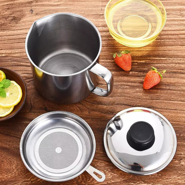 Kitchen Oil Strainer Pot Stainless Steel