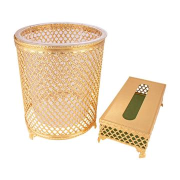 Golden Dust Bin & Tissue Box Set