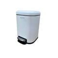 White trash bin with black pedal on a white background