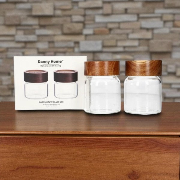 Glass Storage Jar 340ml  2Pcs Set-1966-98