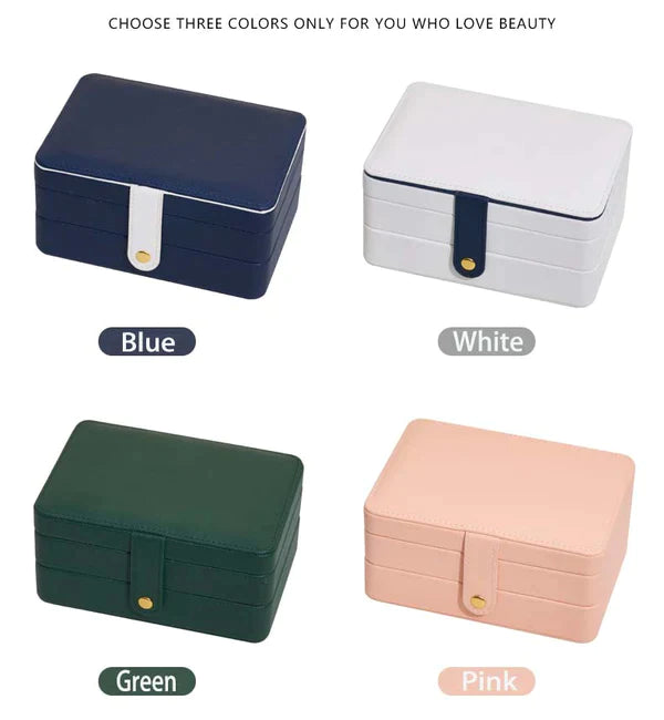 2 Layer Medium Jewelry Organizer - High Capacity Leather Travel Box